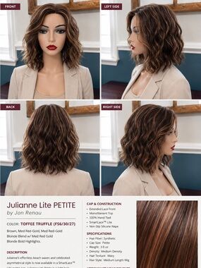 Julianne Lite Petite Wig - Toffee Truffle (Brown with Red-Gold Highlights)